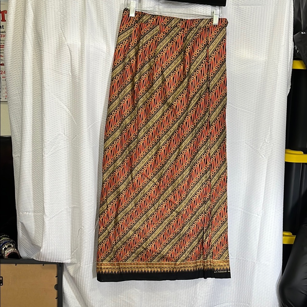 fab'rik Red and Green Maxi Pencil Skirt Resort